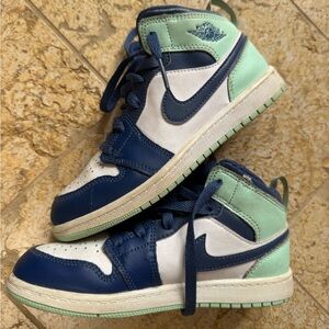 Blue and Mint High-Top Sneakers